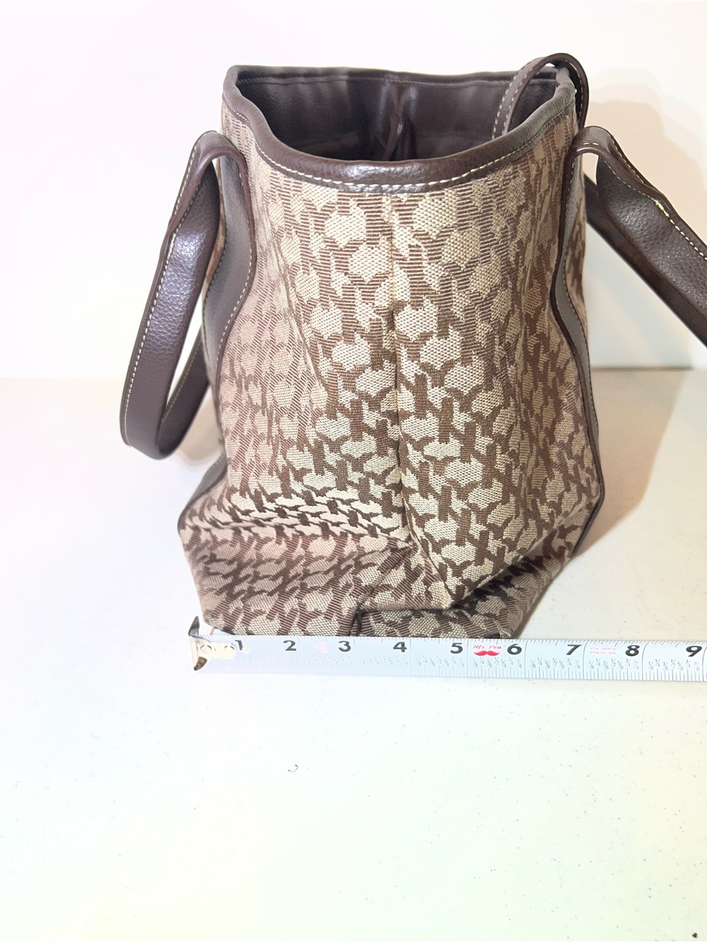 New York & Company Brown Patterned Tote with Dark Brown Trim - Picture 4 of 8
